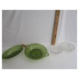 Mid Century Indiana Green Glass Honeycomb Design