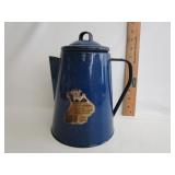 Blue Enamel Camping Coffee Pot