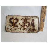 1961 Truck License Plate