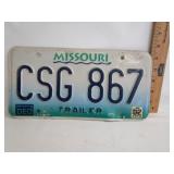 Missouri License Plate
