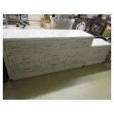 Vintage Wicker Dresser w/Night Stand