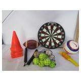 Sporting Items,Dart Bd,Balls,Cones