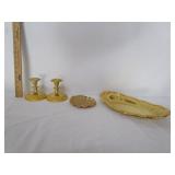 Gold Accent Candle Holders,Soap Dish,Serving Dish