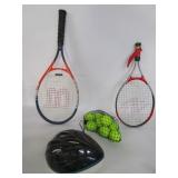 Tennis Rackets W/Balls,Bike Helmet