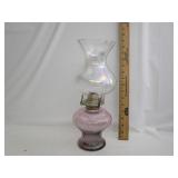 Vtg Oil Lantern Pink Glass Base
