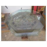 Oriental Teakwood Glass Coffee Table 40"x40"x17"T