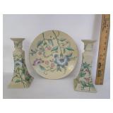 Oriental Plate W/Candle Holders