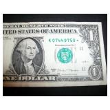 $1 2017 Star Note Ser# K07449750*