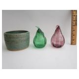 Glass Fruit W/Pottery Piece Glass Fruit W/Pottery Piece