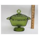 Indiana Glass Ribbed Lace Edge Green Candy Dish Indiana Glass Ribbed Lace Edge Green Candy Dish