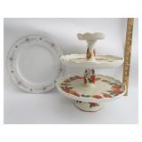 Ceramic 3 Tier Server,Crest Wood Platter Ceramic 3 Tier Server,Crest Wood Platter