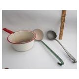 Enamel Pan,Pewter Ladel Enamel Pan,Pewter Ladel