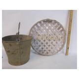 Old Tin Bucket,Tobacco Basket Sign Decor Old Tin Bucket,Tobacco Basket Sign Decor