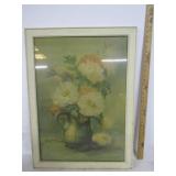Antique Flower Print Signed Antique Flower Print Signed