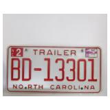 NC Trailer License Plate NC Trailer License Plate