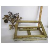 Antique Wood Book Holder,Brass Flowers Antique Wood Book Holder,Brass Flowers