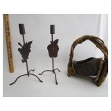 Metal Candle Holders,Pottery Vase In Wood Basket Metal Candle Holders,Pottery Vase In Wood Basket