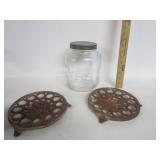 Vintage Cannister With Trivets Vintage Cannister With Trivets