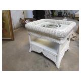 Wicker Glass Top Table 23'x27'
