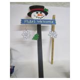 Flakes Welcome Snowman Wood Sign