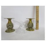 Brass Candle Holders,Glass Bird Sculpture