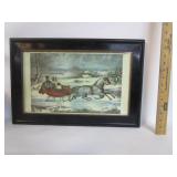 Vintage Print Horse W/Sleigh