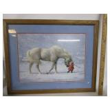Vintage Snowy Horse Print