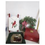 Christmas,Wood Sled,Wreath,Lenox 5 Piece Setting