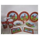 Plastic Rooster Plates Decor Plastic Rooster Plates Decor