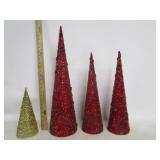 Red,Gold Tone Christmas Trees Metal