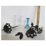 Crystal Candle Holders,Vtg Metal Hangers