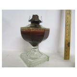 Vintage Red Glass Oil Lamp No Globe