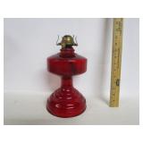 Vintage Red Glass Oil Lamp No Globe