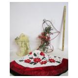 Christmas Tree Skirt,Metal Bell Decor,Santa