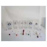 Vintage Beer Glasses W/Glass Stirrers