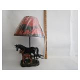 Zeckos Brown Mare And Foal Horse Hand Painted Lamp