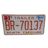 North Carolina Trailer License Plate North Carolina Trailer License Plate
