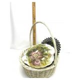 Basket Of Vintage Dishes Basket Of Vintage Dishes