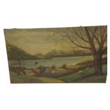 Antique Oil On Canvas 19'x33.5' Antique Oil On Canvas 19'x33.5'