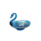Blue Swan Dish W/Silver Inlaid Design 6.5'W Blue Swan Dish W/Silver Inlaid Design 6.5'W