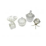 Vintage Glass Trinket Jars W/Decor Vintage Glass Trinket Jars W/Decor
