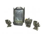 Vintage Cast Alum,Mirror,Vase Vintage Cast Alum,Mirror,Vase