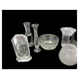Mid Century Glass Vases,Silver Rimmed Bowl Mid Century Glass Vases,Silver Rimmed Bowl