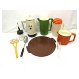 Vtg Kitchen Utensils, Lazy Susan, Pitchers, Choper Vtg Kitchen Utensils, Lazy Susan, Pitchers, Choper