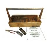Vintage Wood Carry Box,Planes,Snips Vintage Wood Carry Box,Planes,Snips