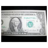 $1 1995 Fr#1921F Ser# F48407738J GEM NEW