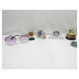 Glasses,Waterford Clock,Trinkets