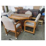 Table/4 Chairs w/Wheels & Leaf: 59"x41"/41"x41" W
