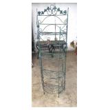 Vtg Metal Storage Shelf 62"T With 2 Glass Inserts