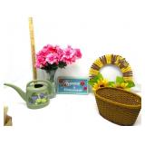 Home Decor,Vase W/Flowers,Basket